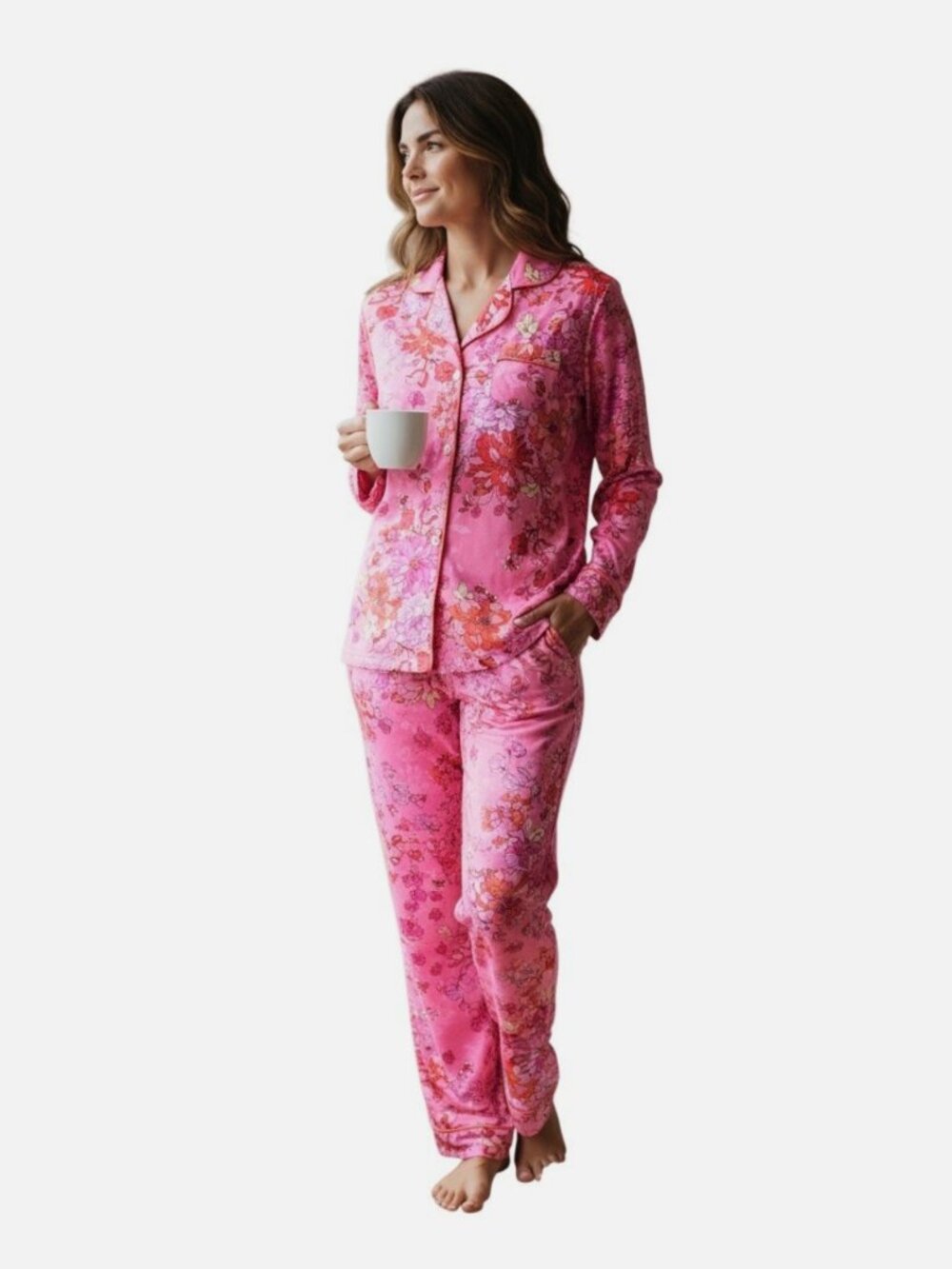 Johnny Was The Carly Long Pajama Set Pink Floral S